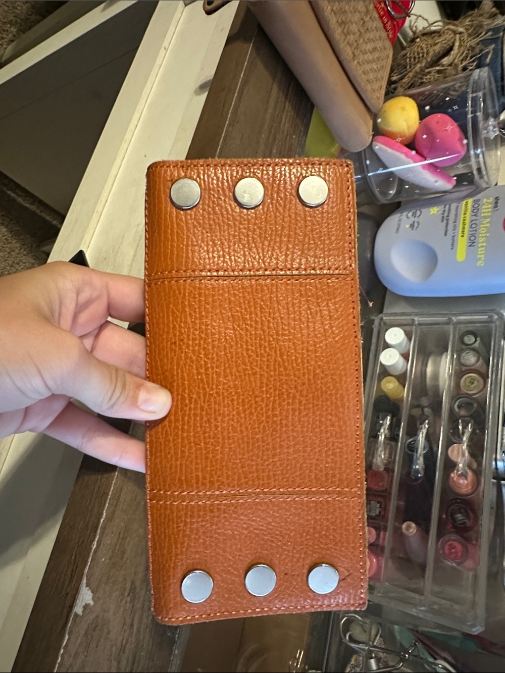 Hammitt Orange Leather Wallet Organizer with Snap Closures - Picture 2 of 7